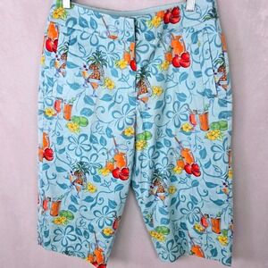 NWT Tommy Bahama Country Club Pedal Pusher Pants Tropical Cocktail Silk Cotton 6